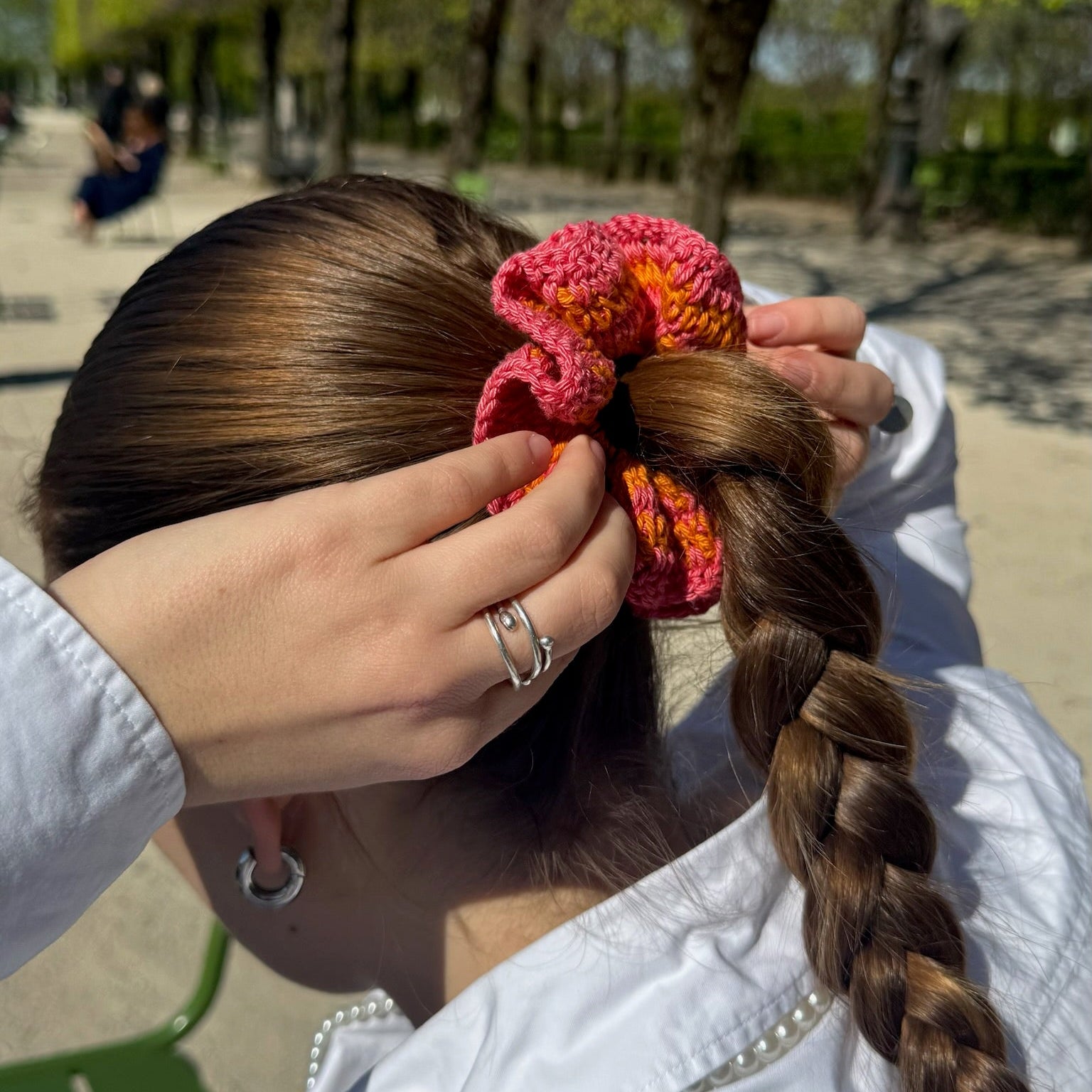 Chouchou rose et orange RIO